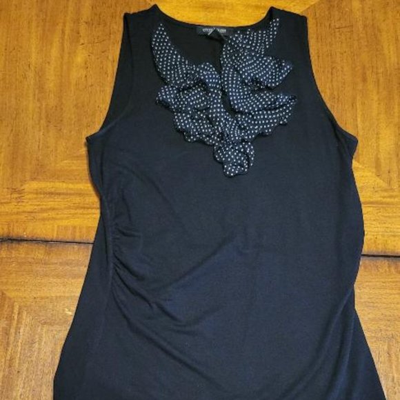 White House Black Market Tops - WHBM Dressy Black Tank with Ruffle Front